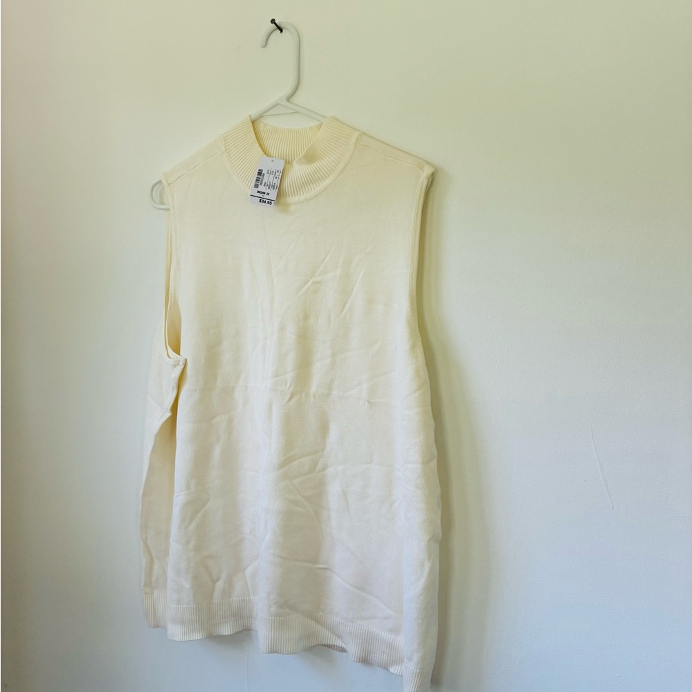 NWT CJ Banks Sleeveless Cream Knit Top